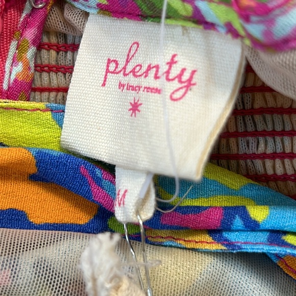 NWT ANTHRO PLENTY BY REESE M  tie-back halter romper in  pink/blue ditzy floral - Picture 5 of 12